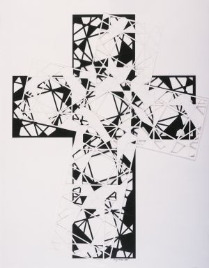 Schwarzes Kreuz auf weißem Grund, 1995, Harry Müller